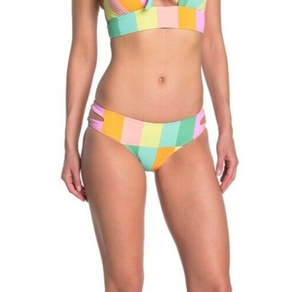 Bikini Lab NWOT S Striped Cutout Hipster Bikini Bottoms
